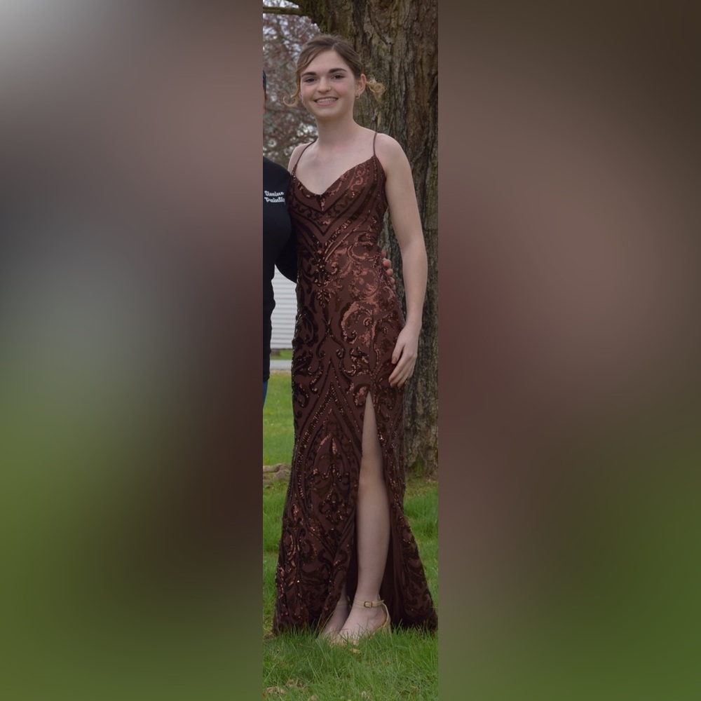 Windsor Brown Sequined prom dress XS